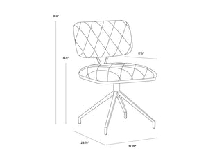 Sunpan Virtu Tufted Faux Leather Swivel Dining Chair with Bronze Iron Frame for Lounge 105319