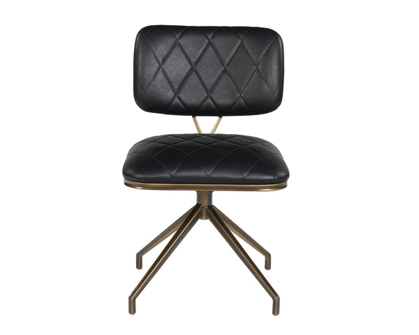 Sunpan Virtu Tufted Faux Leather Swivel Dining Chair with Bronze Iron Frame for Lounge 105319