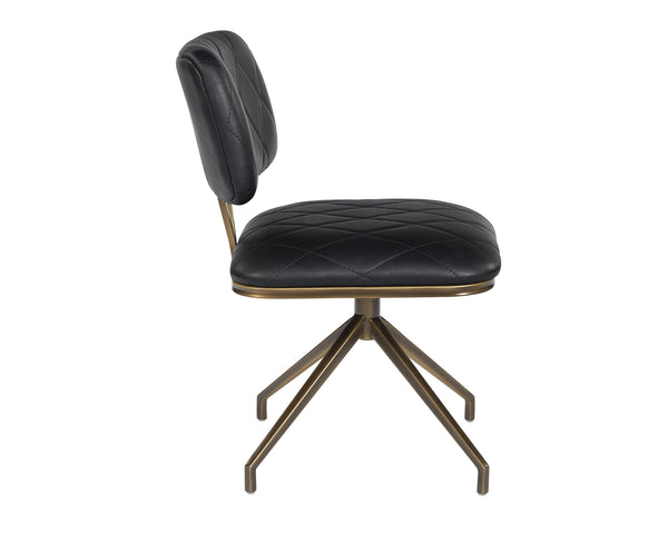 Sunpan Virtu Tufted Faux Leather Swivel Dining Chair with Bronze Iron Frame for Lounge 105319