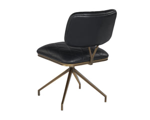 Sunpan Virtu Tufted Faux Leather Swivel Dining Chair with Bronze Iron Frame for Lounge 105319