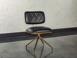 Sunpan Virtu Tufted Faux Leather Swivel Dining Chair with Bronze Iron Frame for Lounge 105319