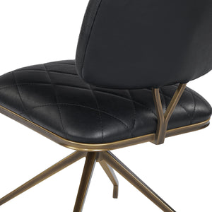 Sunpan Virtu Tufted Faux Leather Swivel Dining Chair with Bronze Iron Frame for Lounge 105319