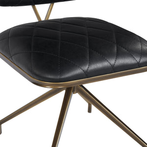 Sunpan Virtu Tufted Faux Leather Swivel Dining Chair with Bronze Iron Frame for Lounge 105319