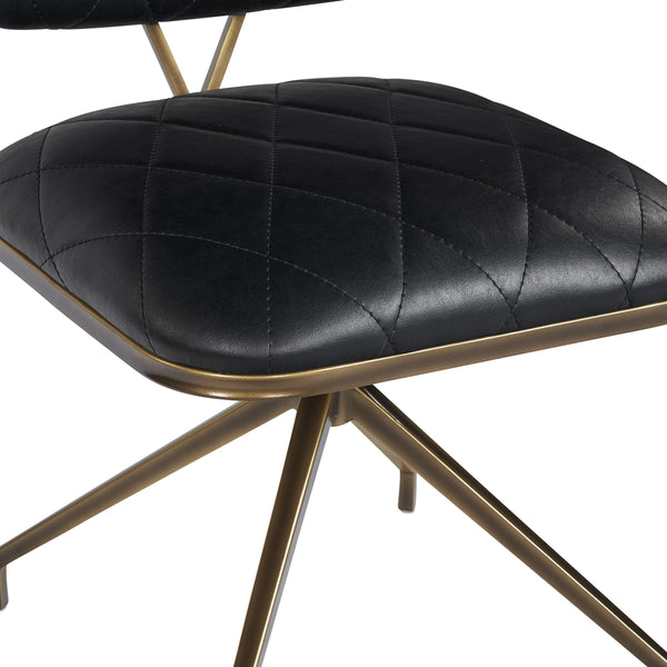 Sunpan Virtu Tufted Faux Leather Swivel Dining Chair with Bronze Iron Frame for Lounge 105319