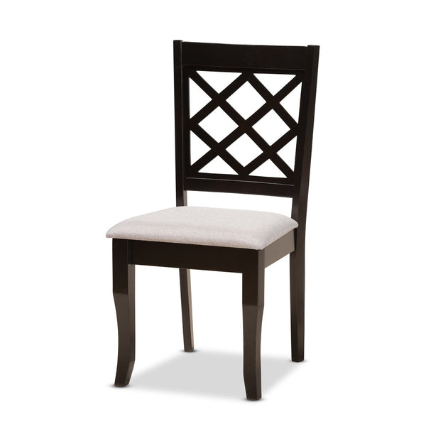 Baxton Studio Baxton Verner 7-Piece Dining Set: Modern Grey Fabric Chairs & Dark Brown Wood Table for Elegance RH330C-Grey/Dark Brown-7PC Dining Set