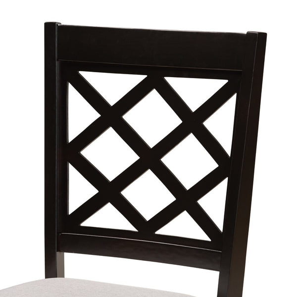 Baxton Studio Baxton Verner 7-Piece Dining Set: Modern Grey Fabric Chairs & Dark Brown Wood Table for Elegance RH330C-Grey/Dark Brown-7PC Dining Set