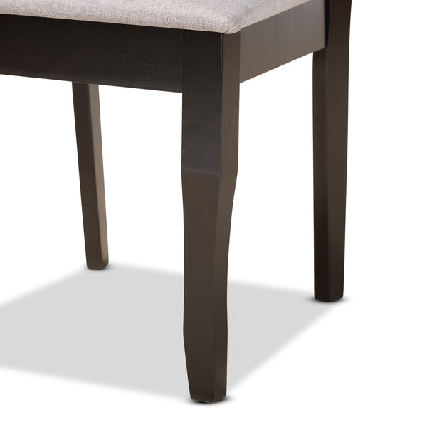 Baxton Studio Baxton Verner 7-Piece Dining Set: Modern Grey Fabric Chairs & Dark Brown Wood Table for Elegance RH330C-Grey/Dark Brown-7PC Dining Set