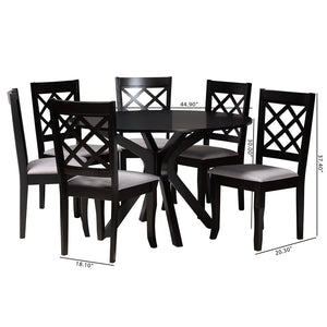 Baxton Studio Baxton Studio Jana 7-Piece Modern Dining Set with Grey Fabric Chairs & Espresso Wood Table Finish Jana-Grey/Dark Brown-7PC Dining Set