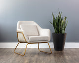 Watts Lounge Chair - Gold - Polo Club Muslin / Bravo Cream 105326 Sunpan