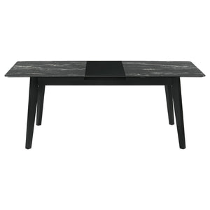 English Elm Spivey Mid-century Faux Marble Extendable Dining Set with Wishbone Chairs Seats Four B062S01472