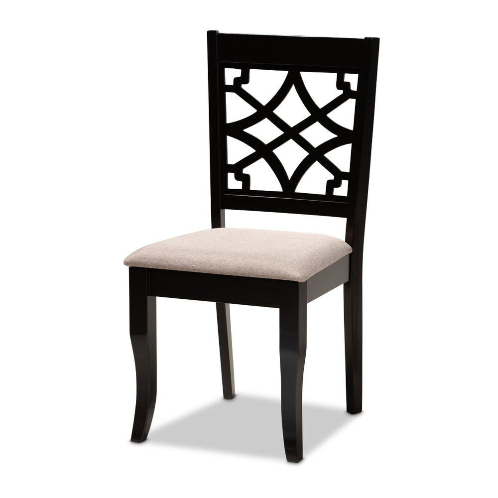 Baxton Studio Baxton Mael 7-Piece Modern Dining Set with Sand Upholstered Chairs & Espresso Oak Table - Comfort & Style RH331C-Sand/Dark Brown-7PC Dining Set