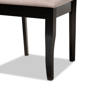 Baxton Studio Baxton Mael 7-Piece Modern Dining Set with Sand Upholstered Chairs & Espresso Oak Table - Comfort & Style RH331C-Sand/Dark Brown-7PC Dining Set