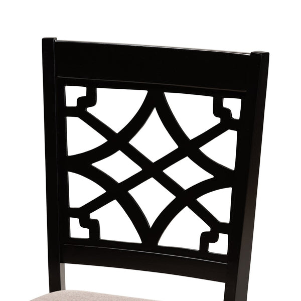 Baxton Studio Baxton Mael Modern Dining Chair Set - Sand Fabric Upholstery & Espresso Wood for Timeless Style RH331C-Sand/Dark Brown-DC-2PK