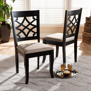 Baxton Studio Baxton Mael Modern Dining Chair Set - Sand Fabric Upholstery & Espresso Wood for Timeless Style RH331C-Sand/Dark Brown-DC-2PK