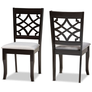 Baxton Studio Baxton Modern Grey Fabric Dining Chair Set - 2-Piece with Dark Brown Wood Finish and Cut-Out Back RH331C-Grey/Dark Brown-DC-2PK