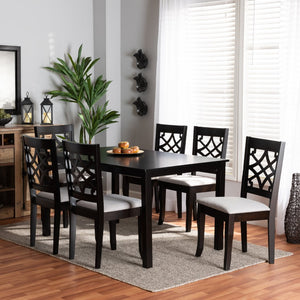 Baxton Studio Baxton Studio 7-Piece Modern Dining Set with Grey Upholstered Chairs & Dark Brown Table – Elevate Meals! RH331C-Grey/Dark Brown-7PC Dining Set
