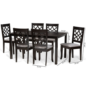 Baxton Studio Baxton Studio 7-Piece Modern Dining Set with Grey Upholstered Chairs & Dark Brown Table – Elevate Meals! RH331C-Grey/Dark Brown-7PC Dining Set