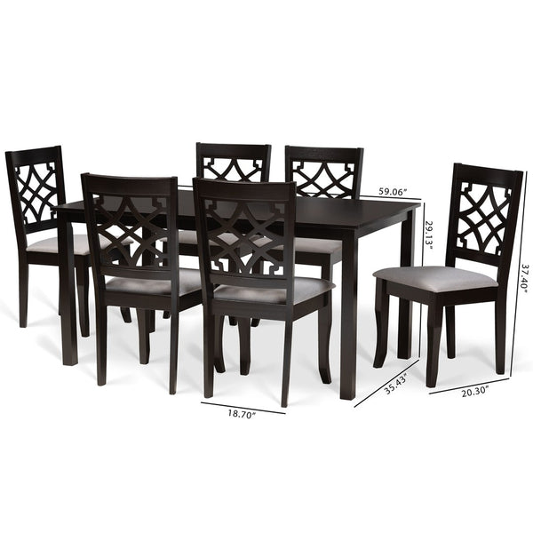 Baxton Studio Baxton Studio 7-Piece Modern Dining Set with Grey Upholstered Chairs & Dark Brown Table – Elevate Meals! RH331C-Grey/Dark Brown-7PC Dining Set