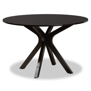 Baxton Studio Baxton Studio Elena 7-Piece Modern Dining Set: Grey Upholstered Chairs & Round Table for Elegance Elena-Grey/Dark Brown-7PC Dining Set