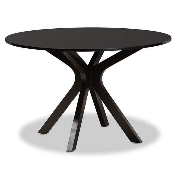 Baxton Studio Baxton Studio Elena 7-Piece Modern Dining Set: Grey Upholstered Chairs & Round Table for Elegance Elena-Grey/Dark Brown-7PC Dining Set
