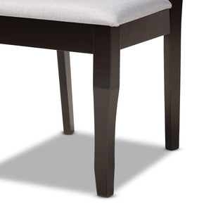 Baxton Studio Baxton Studio Elena 7-Piece Modern Dining Set: Grey Upholstered Chairs & Round Table for Elegance Elena-Grey/Dark Brown-7PC Dining Set