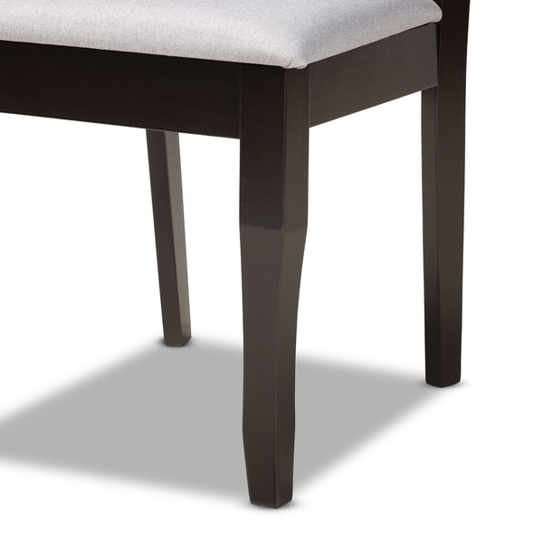 Baxton Studio Baxton Studio Elena 7-Piece Modern Dining Set: Grey Upholstered Chairs & Round Table for Elegance Elena-Grey/Dark Brown-7PC Dining Set