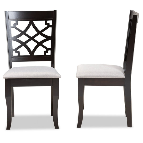 Baxton Studio Baxton Modern Grey Fabric Dining Chair Set - 2-Piece with Dark Brown Wood Finish and Cut-Out Back RH331C-Grey/Dark Brown-DC-2PK