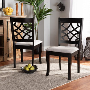 Baxton Studio Baxton Modern Grey Fabric Dining Chair Set - 2-Piece with Dark Brown Wood Finish and Cut-Out Back RH331C-Grey/Dark Brown-DC-2PK