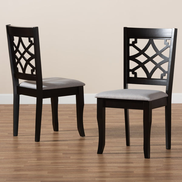 Baxton Studio Baxton Modern Grey Fabric Dining Chair Set - 2-Piece with Dark Brown Wood Finish and Cut-Out Back RH331C-Grey/Dark Brown-DC-2PK