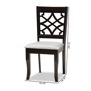 Baxton Studio Baxton Modern Grey Fabric Dining Chair Set - 2-Piece with Dark Brown Wood Finish and Cut-Out Back RH331C-Grey/Dark Brown-DC-2PK
