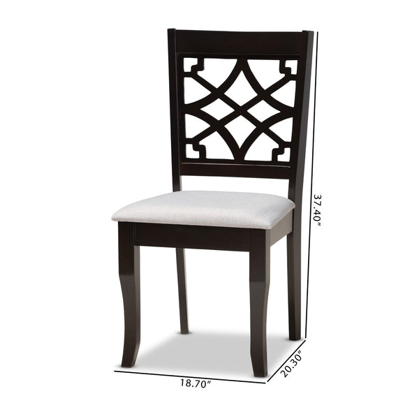 Baxton Studio Baxton Modern Grey Fabric Dining Chair Set - 2-Piece with Dark Brown Wood Finish and Cut-Out Back RH331C-Grey/Dark Brown-DC-2PK