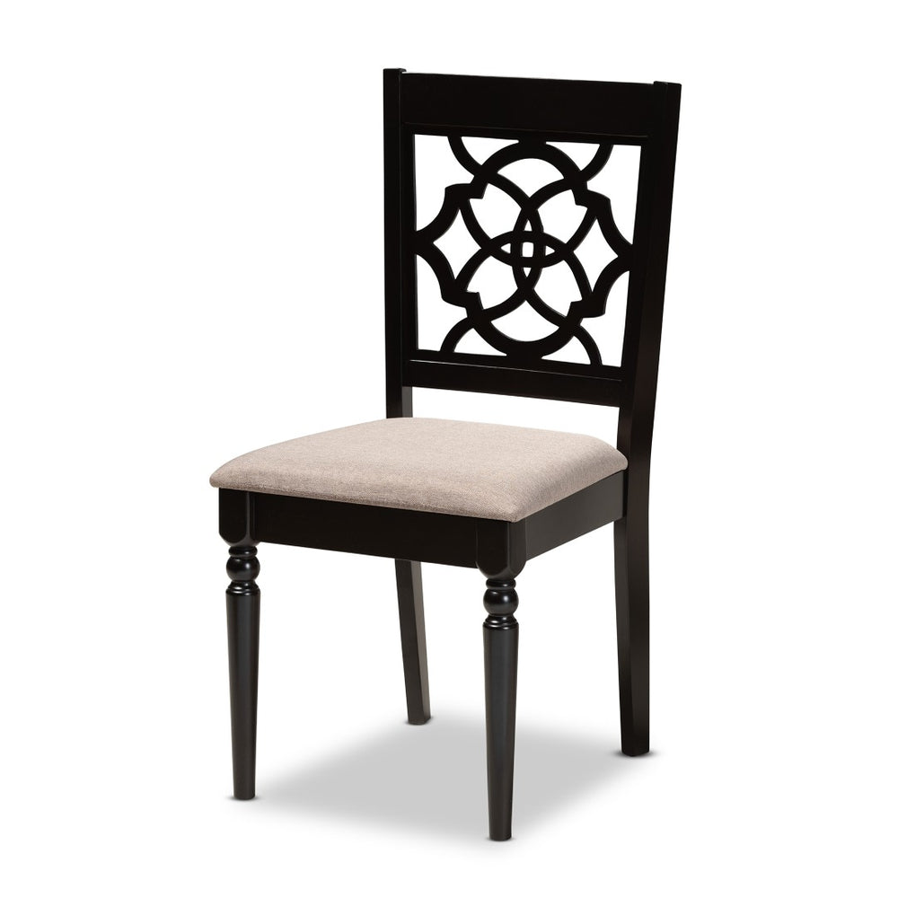 Baxton Studio Baxton Studio Renaud 7-Piece Dining Set - Modern Sand Upholstered Chairs & Dark Brown Wood Table RH332C-Sand/Dark Brown-7PC Dining Set