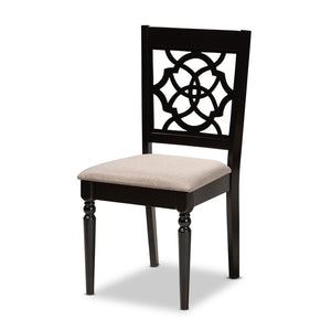 Baxton Studio Baxton Studio Renaud 7-Piece Dining Set - Modern Sand Upholstered Chairs & Dark Brown Wood Table RH332C-Sand/Dark Brown-7PC Dining Set