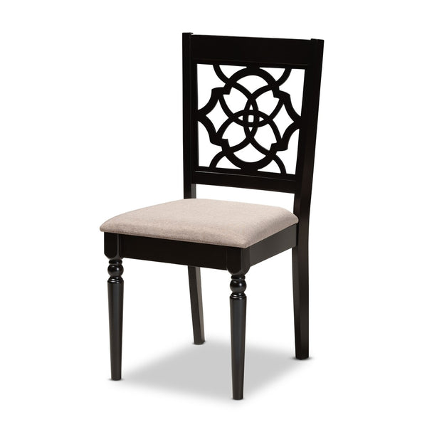Baxton Studio Baxton Studio Renaud 7-Piece Dining Set - Modern Sand Upholstered Chairs & Dark Brown Wood Table RH332C-Sand/Dark Brown-7PC Dining Set