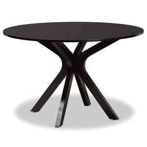 Baxton Studio Baxton Studio Sadie 7-Piece Dining Set with Circular Table & Ergonomically Designed Chairs in Sand Sadie-Sand/Dark Brown-7PC Dining Set