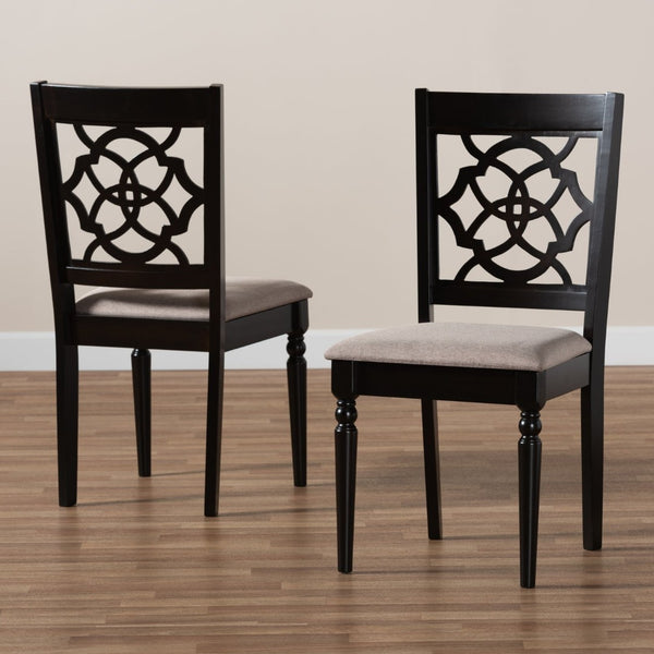 Baxton Studio Baxton Studio Renaud 2-Piece Dining Chair Set in Sand Fabric & Espresso Wood – Modern Elegance RH332C-Sand/Dark Brown-DC-2PK