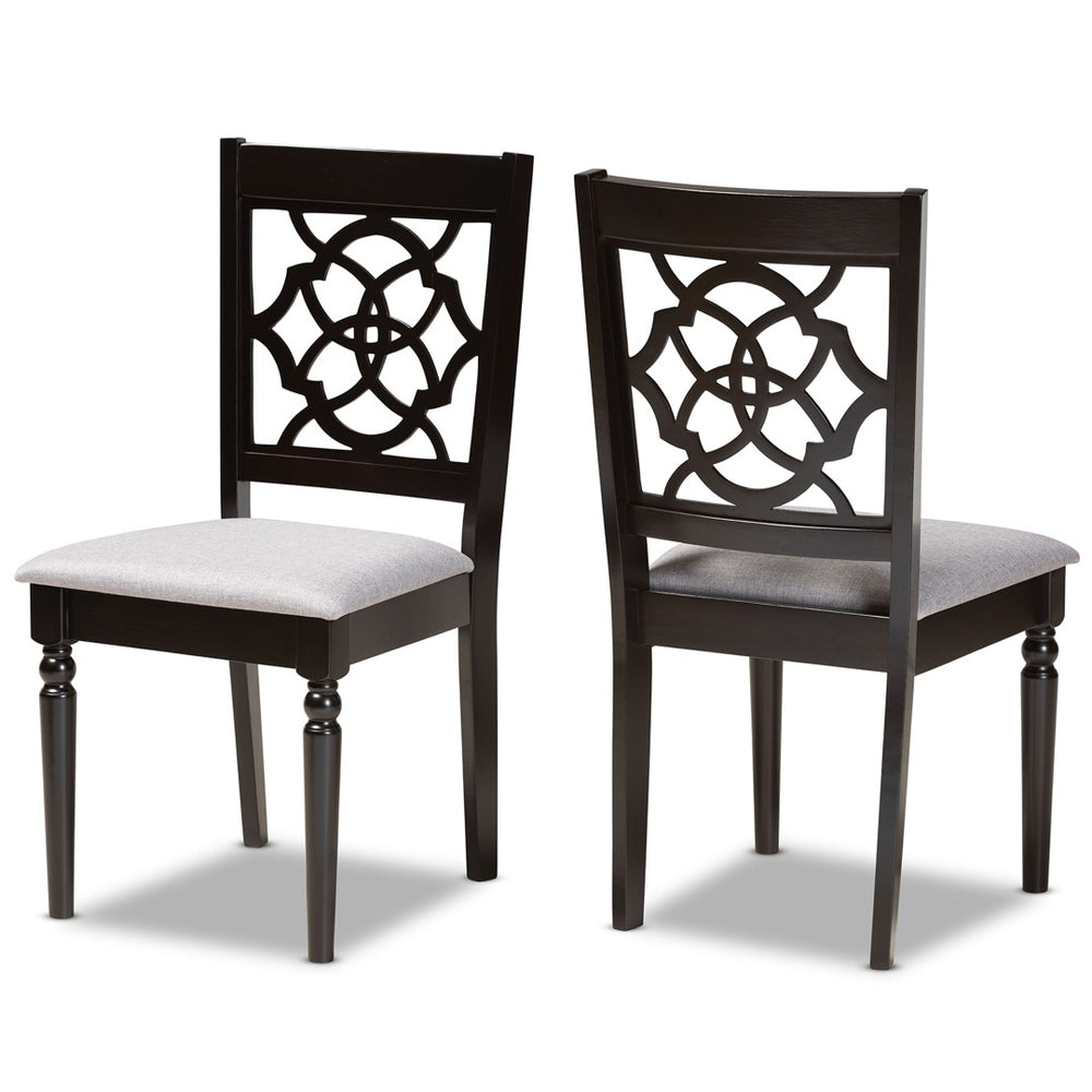 Baxton Studio Baxton Renaud 2-Piece Dining Chair Set in Grey Fabric & Dark Brown Wood - Stylish Comfort Awaits RH332C-Grey/Dark Brown-DC-2PK