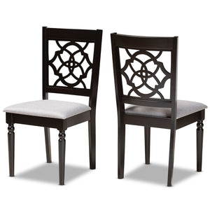 Baxton Studio Baxton Renaud 2-Piece Dining Chair Set in Grey Fabric & Dark Brown Wood - Stylish Comfort Awaits RH332C-Grey/Dark Brown-DC-2PK