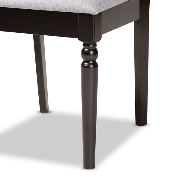 Baxton Studio Baxton Studio Sadie 7-Piece Grey Fabric Dining Set with Cut-Out Chairs & Dark Brown Wood Table Sadie-Grey/Dark Brown-7PC Dining Set