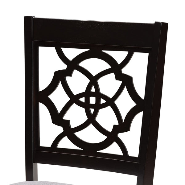 Baxton Studio Baxton Renaud 2-Piece Dining Chair Set in Grey Fabric & Dark Brown Wood - Stylish Comfort Awaits RH332C-Grey/Dark Brown-DC-2PK