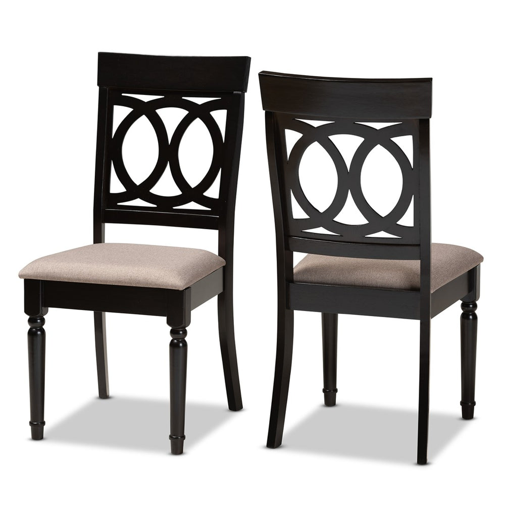 Baxton Studio Baxton Studio Lucie Elegant 2-Piece Dining Chair Set in Sand Fabric & Espresso Finish for Modern Homes RH333C-Sand/Dark Brown-DC-2PK