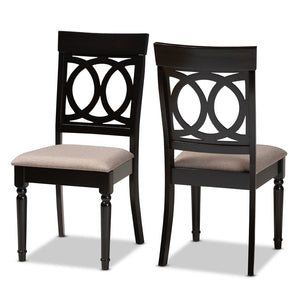 Baxton Studio Baxton Studio Lucie Elegant 2-Piece Dining Chair Set in Sand Fabric & Espresso Finish for Modern Homes RH333C-Sand/Dark Brown-DC-2PK