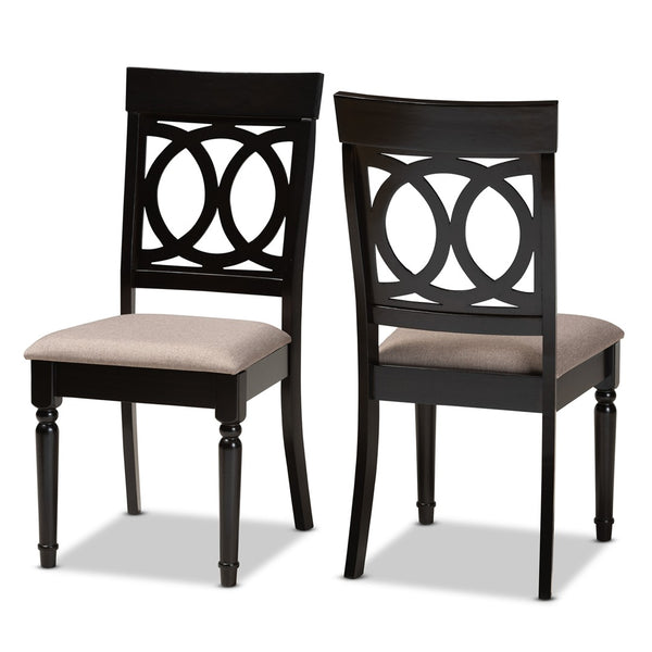 Baxton Studio Baxton Studio Lucie Elegant 2-Piece Dining Chair Set in Sand Fabric & Espresso Finish for Modern Homes RH333C-Sand/Dark Brown-DC-2PK