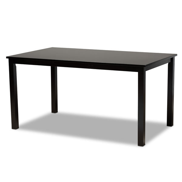 Baxton Studio Baxton Studio Lucie 7-Piece Modern Dining Set with Sand Upholstery & Dark Brown Wood Finish RH333C-Sand/Dark Brown-7PC Dining Set