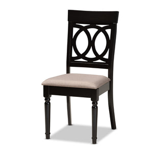 Baxton Studio Baxton Studio Jessie 7-Piece Dining Set - Modern Sand Upholstered Chairs & Round Dark Brown Table Jessie-Sand/Dark Brown-7PC Dining Set