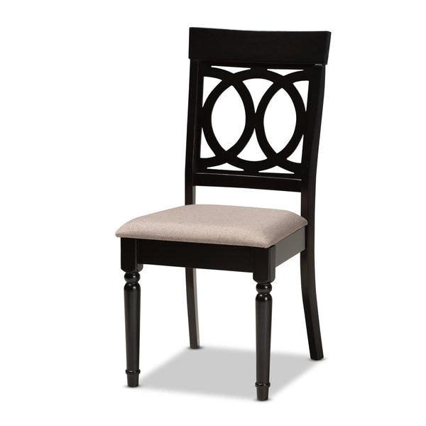 Baxton Studio Baxton Studio Jessie 7-Piece Dining Set - Modern Sand Upholstered Chairs & Round Dark Brown Table Jessie-Sand/Dark Brown-7PC Dining Set