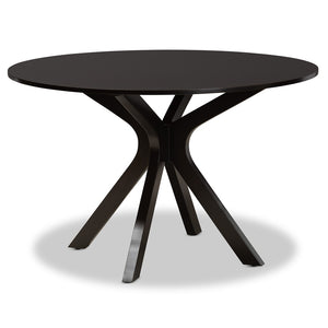 Baxton Studio Baxton Studio Jessie 7-Piece Dining Set - Modern Sand Upholstered Chairs & Round Dark Brown Table Jessie-Sand/Dark Brown-7PC Dining Set