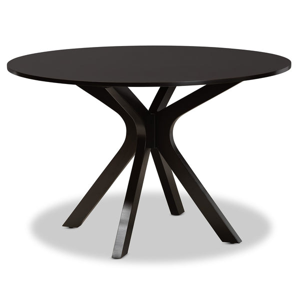 Baxton Studio Baxton Studio Jessie 7-Piece Dining Set - Modern Sand Upholstered Chairs & Round Dark Brown Table Jessie-Sand/Dark Brown-7PC Dining Set
