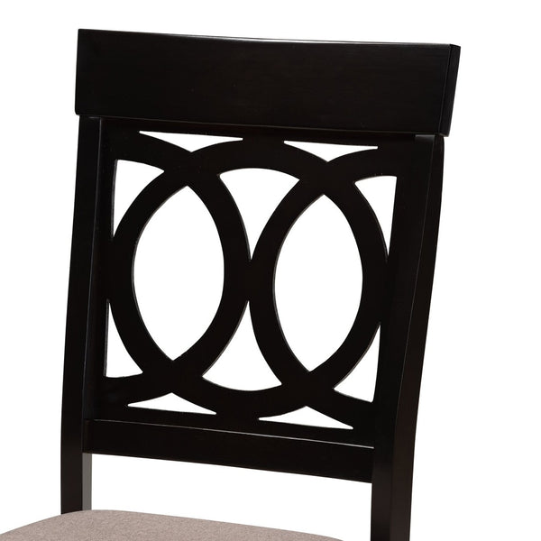 Baxton Studio Baxton Studio Jessie 7-Piece Dining Set - Modern Sand Upholstered Chairs & Round Dark Brown Table Jessie-Sand/Dark Brown-7PC Dining Set