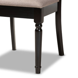Baxton Studio Baxton Studio Jessie 7-Piece Dining Set - Modern Sand Upholstered Chairs & Round Dark Brown Table Jessie-Sand/Dark Brown-7PC Dining Set